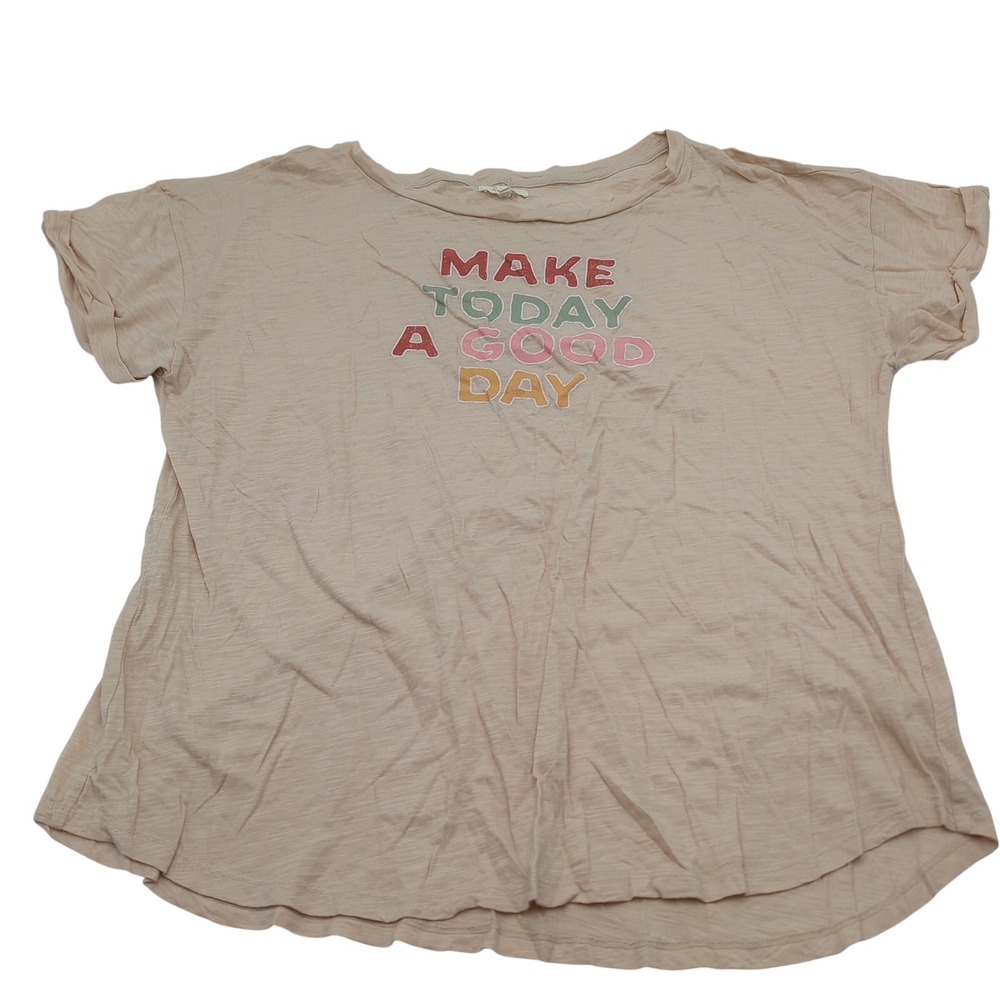 Maurices Womens 1X Peach Make Today A Good Day Graphic Tee Slub Knit T-Shirt